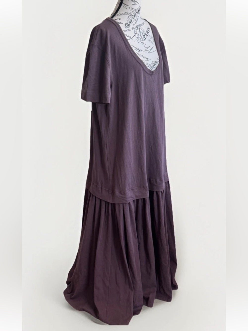 Free People Beach Herron Drop Waist T Shirt Midi Dress Chocolate Brown Small NWT - Picture 2 of 11